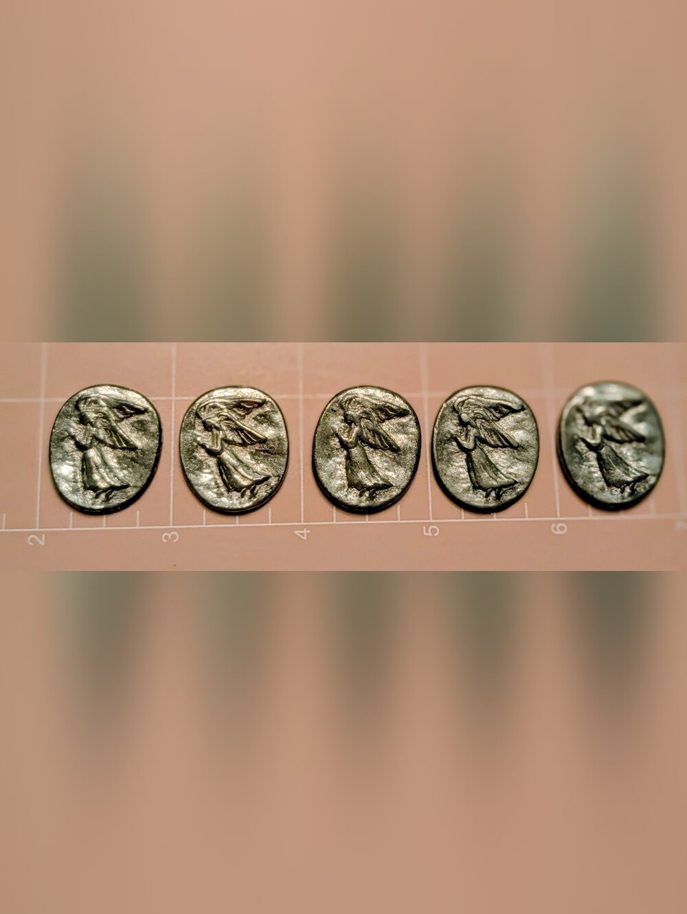 Antique-Style Silver Tone Angel Tolkein Medallion Set Of 5